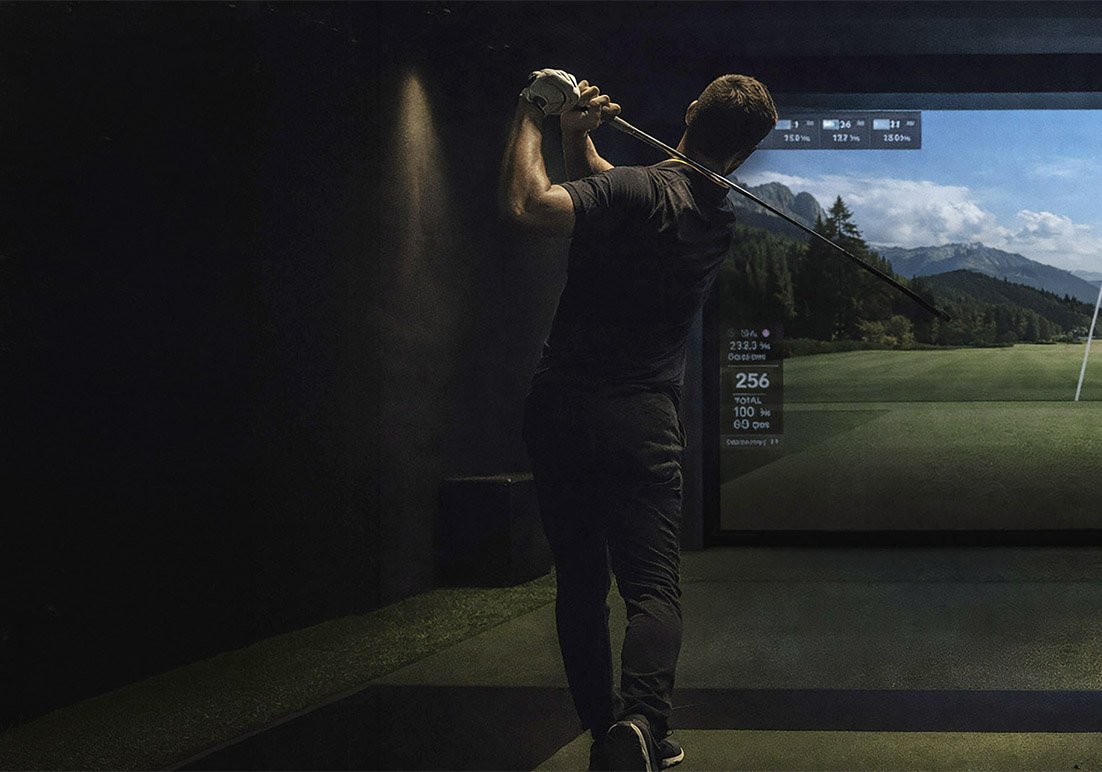 Indoor golf simulator bay